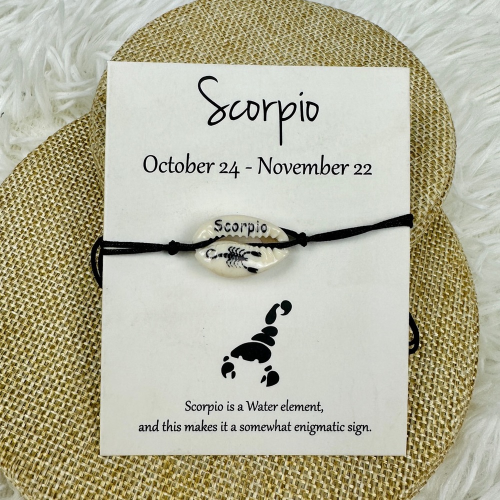 Scorpio Bracelet Anklet Zodiac Sign Shell Jewelry Astrology Birthday Handpainted